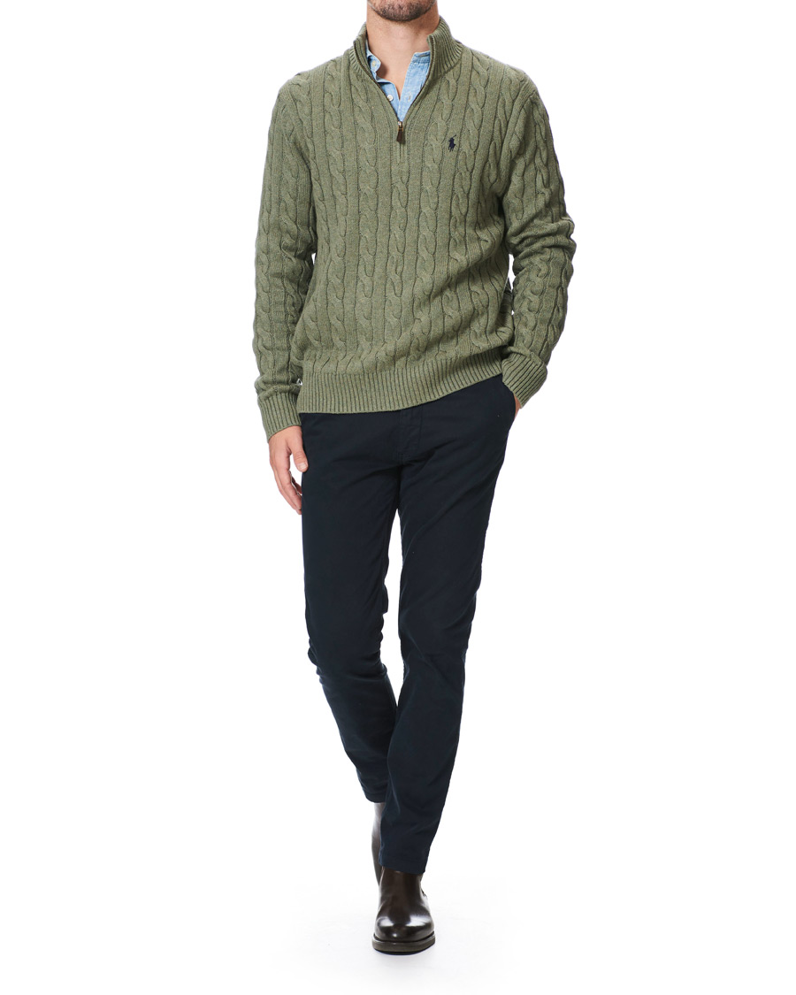 Herren | Pullover | Polo Ralph Lauren | Cotton Cable Half Zip Green