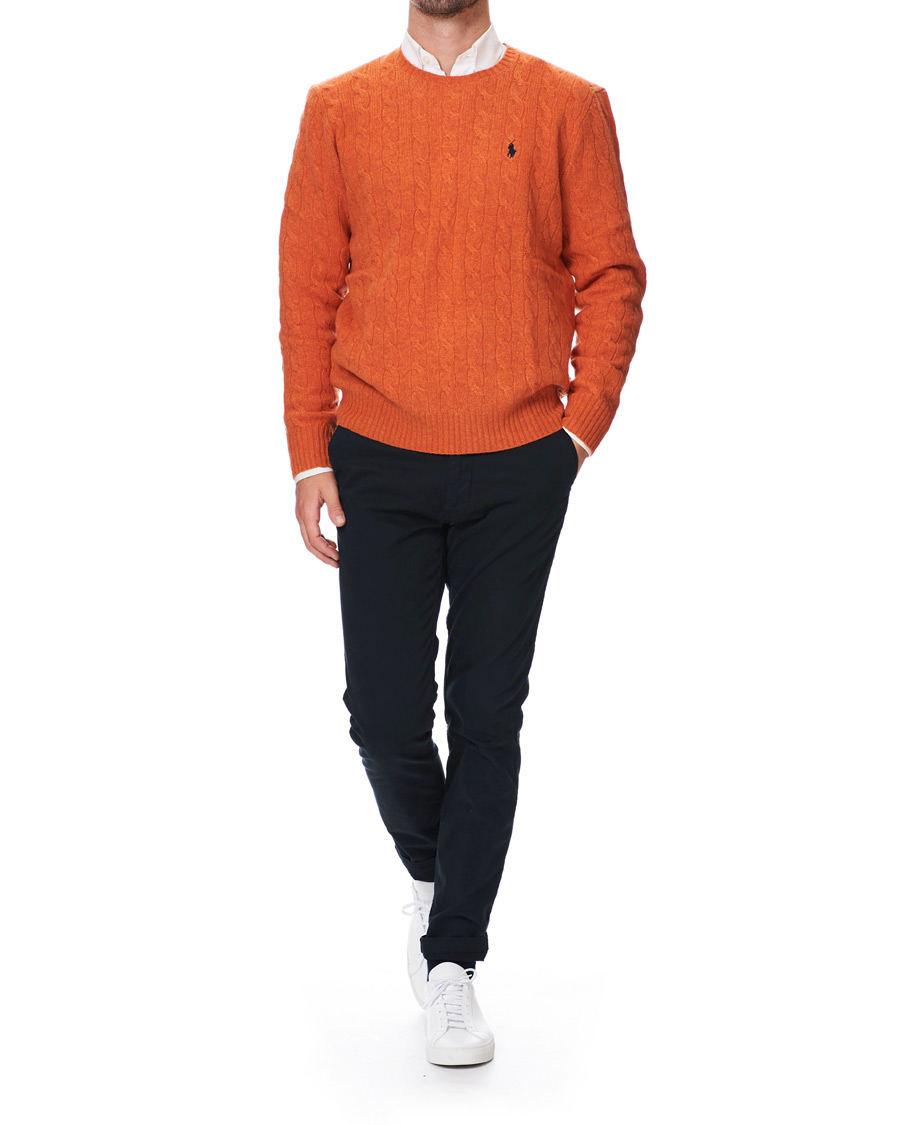 Herren | Pullover | Polo Ralph Lauren | Wool/Cashmere Cable Crew Neck Pullover Orange Heather