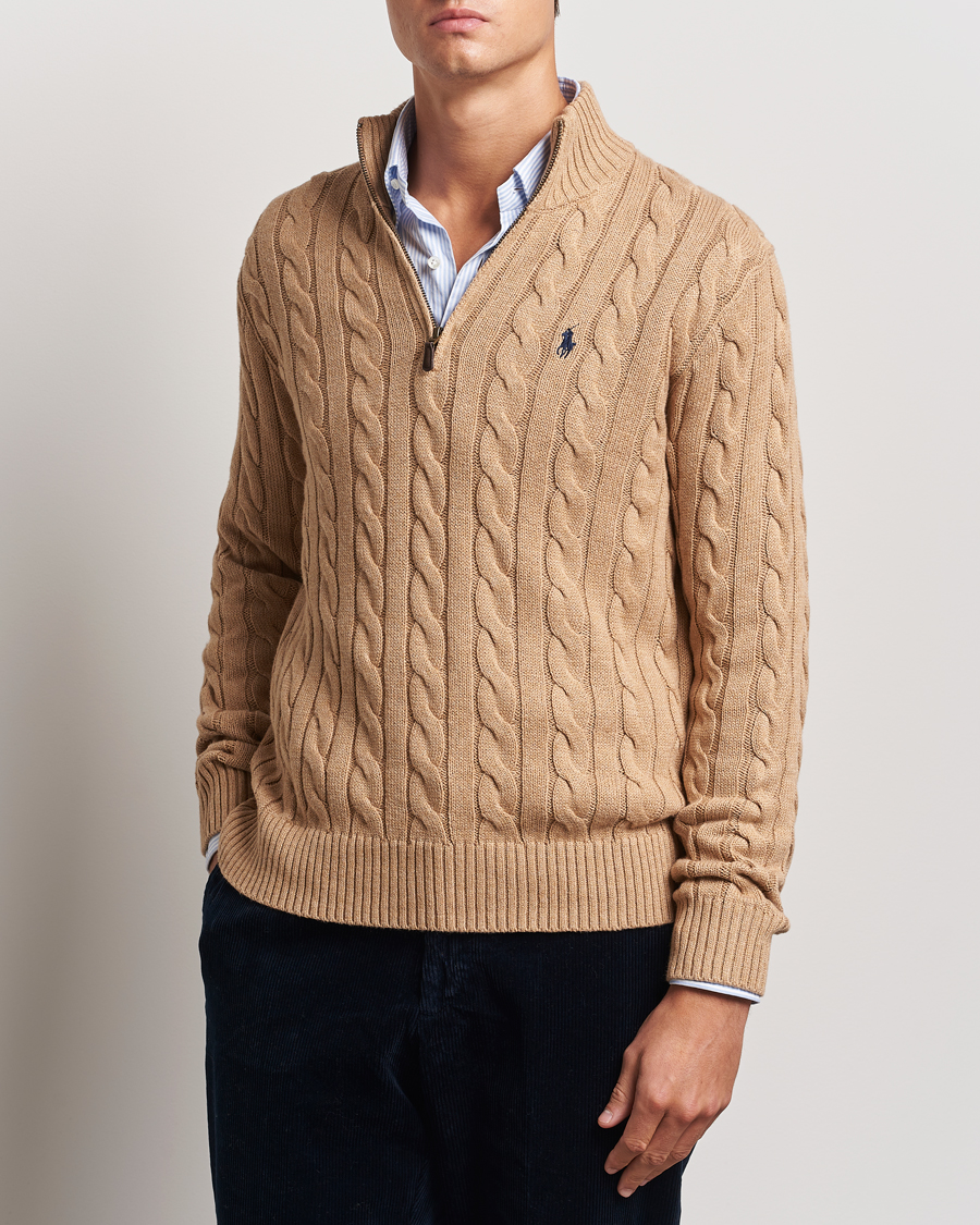 Herren | Pullover | Polo Ralph Lauren | Cotton Cable Half Zip Camel Melange