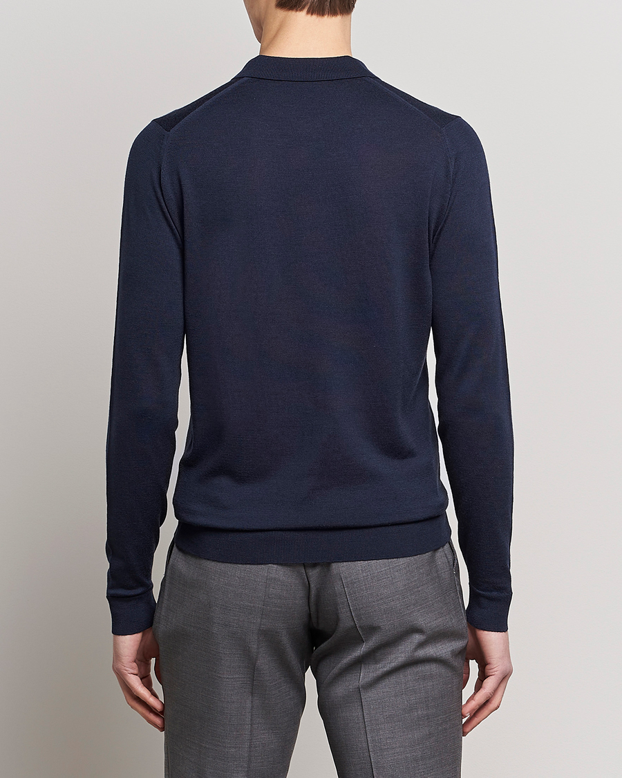 Herren | Pullover | John Smedley | Belper Extra Fine Merino Polo Pullover Midnight