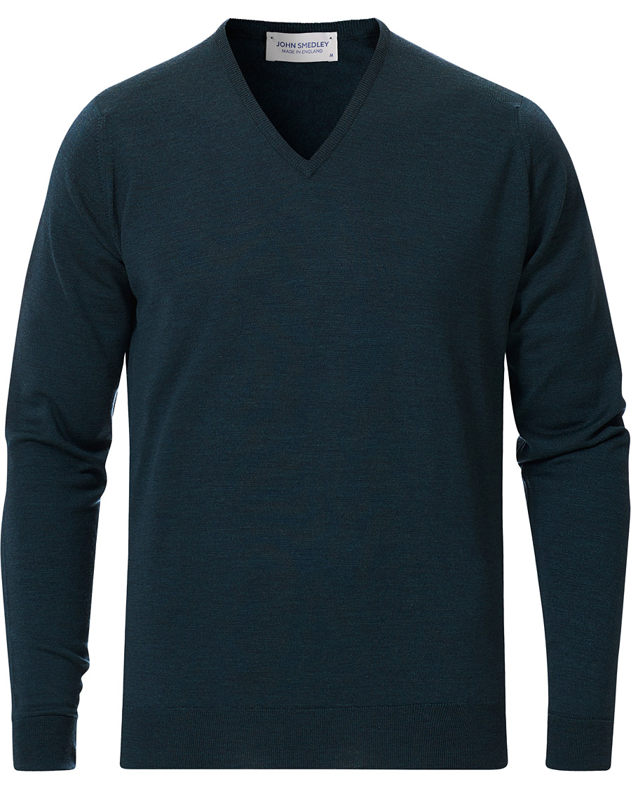Herren | Pullover | John Smedley | Bobby Extra Fine Merino V-Neck Pullover Racing Green