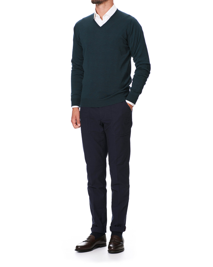 Herren | Pullover | John Smedley | Bobby Extra Fine Merino V-Neck Pullover Racing Green