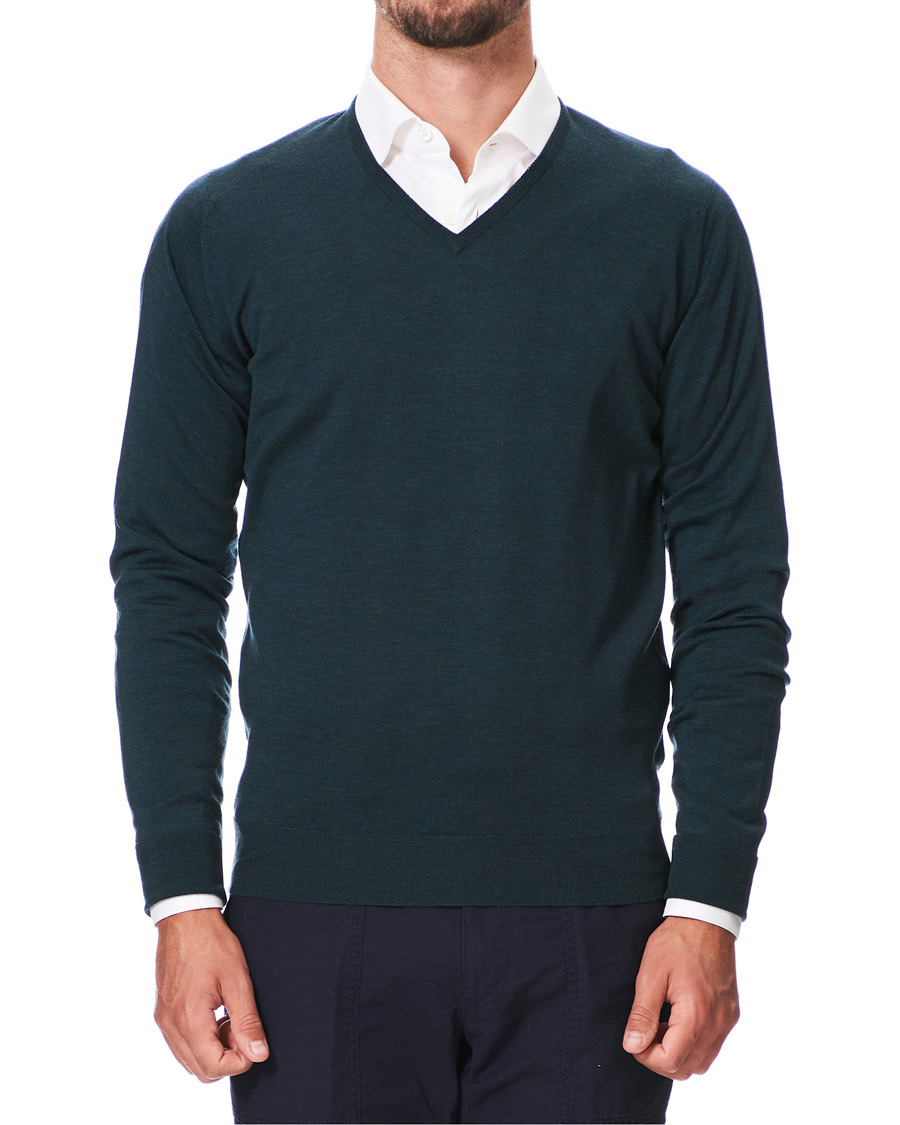 Herren | Pullover | John Smedley | Bobby Extra Fine Merino V-Neck Pullover Racing Green