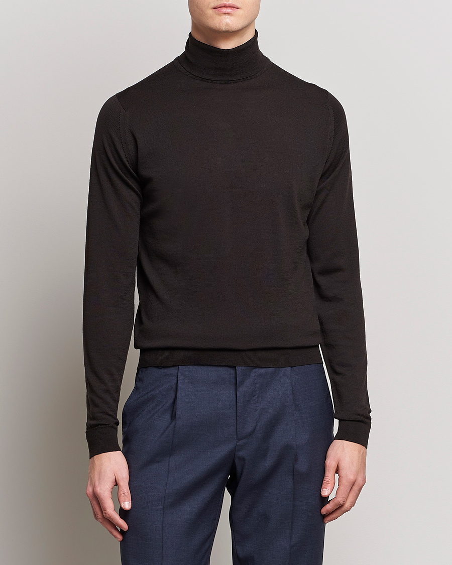 Herren |  | John Smedley | Cherwell Extra Fine Merino Rollneck Dark Cocoa