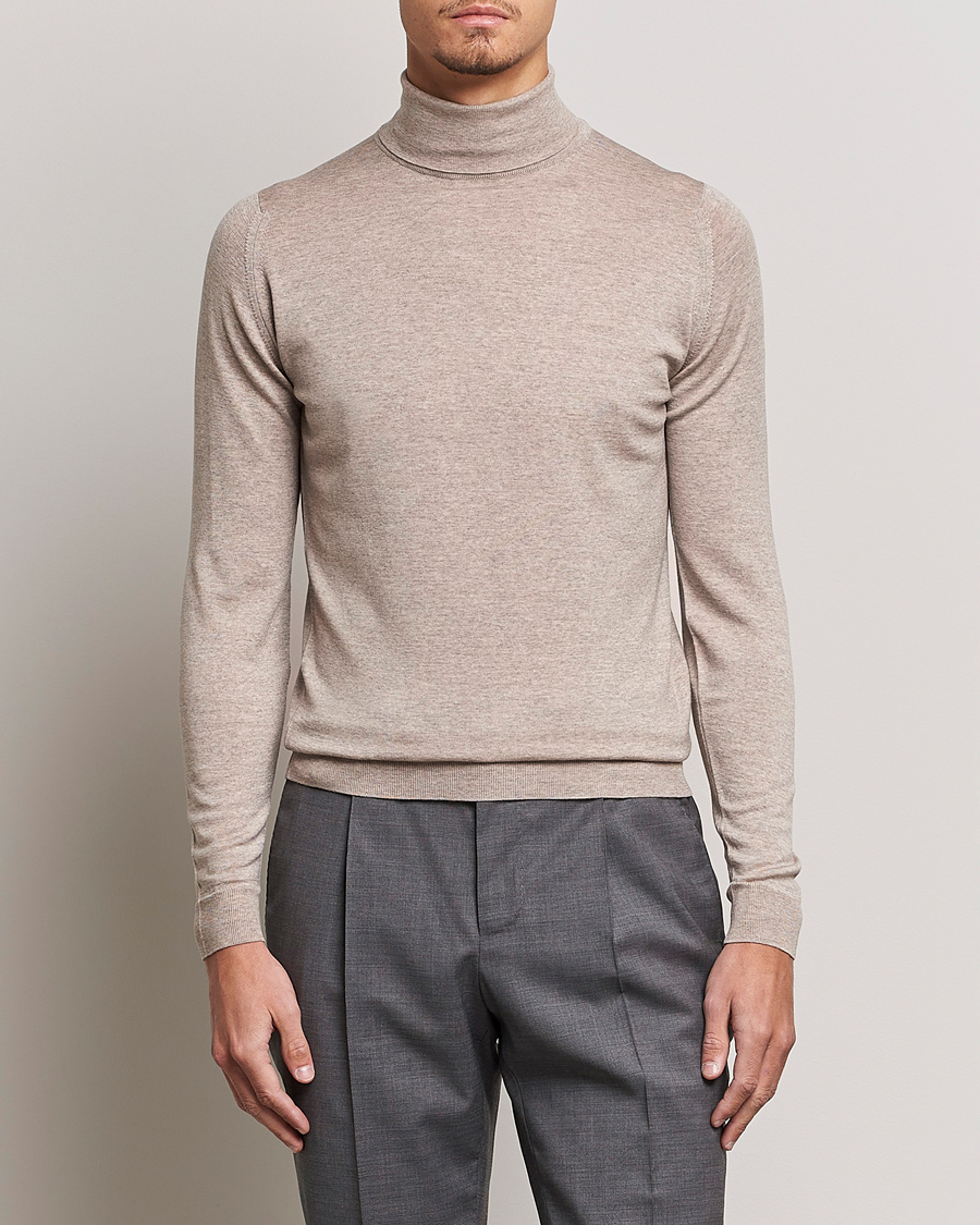 Herren | Pullover | John Smedley | Cherwell Extra Fine Merino Rollneck Soft Fawn