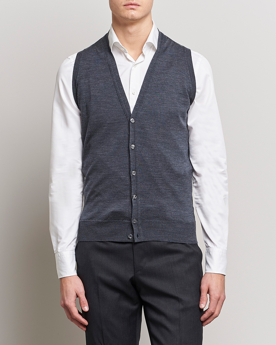 Herren | John Smedley | John Smedley | Huntswood Slim Fit Waistcoat Charcoal