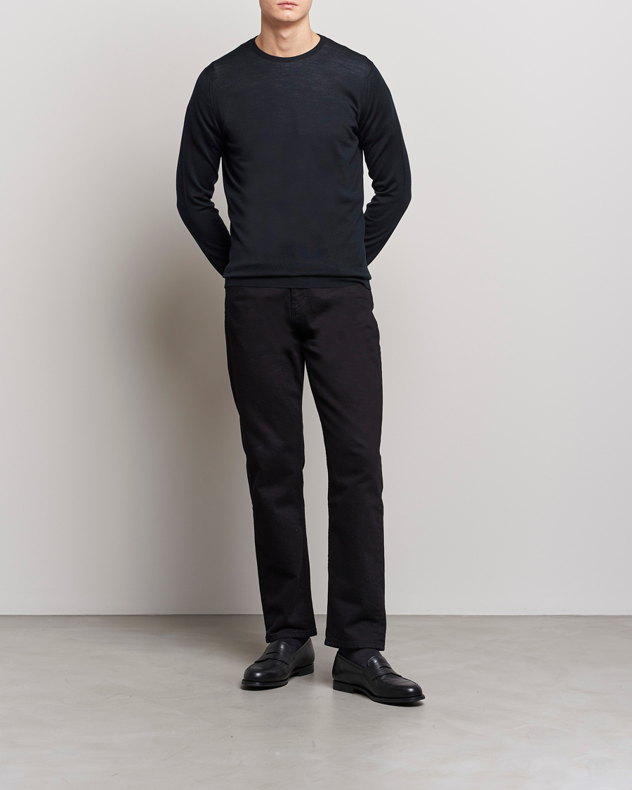Herren | Pullover | John Smedley | Lundy Extra Fine Merino Crew Neck Black
