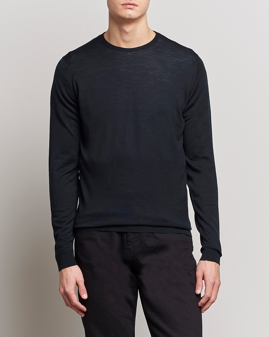 Herren | Pullover | John Smedley | Lundy Extra Fine Merino Crew Neck Black