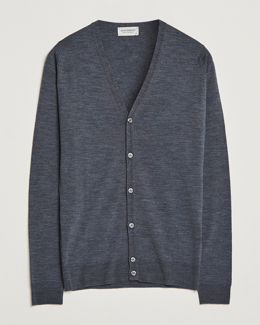 Herren | Pullover | John Smedley | Petworth Extra Fine Merino Cardigan Charcoal
