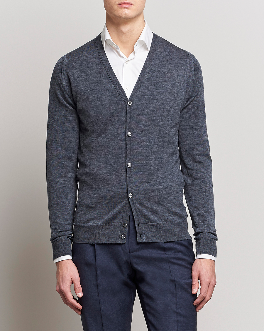 Herren | John Smedley | John Smedley | Petworth Extra Fine Merino Cardigan Charcoal