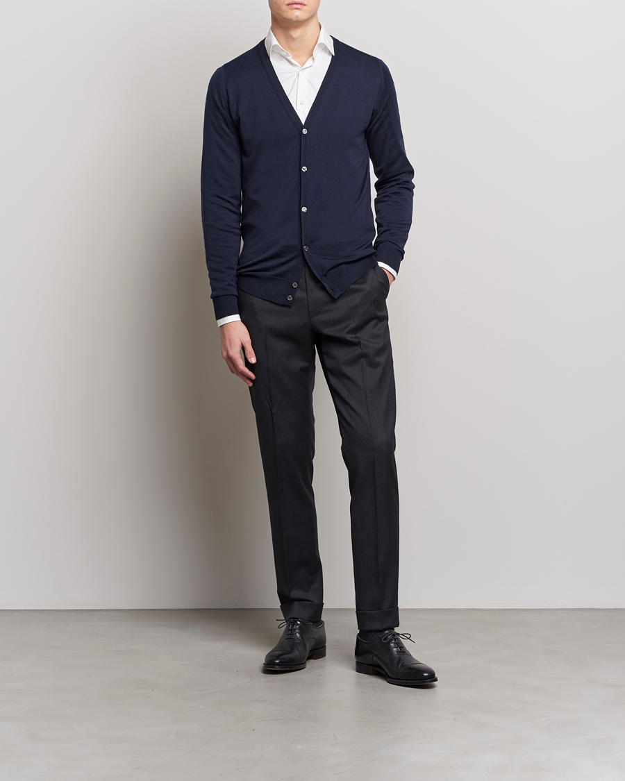 Herren | Pullover | John Smedley | Petworth Extra Fine Merino Cardigan Midnight