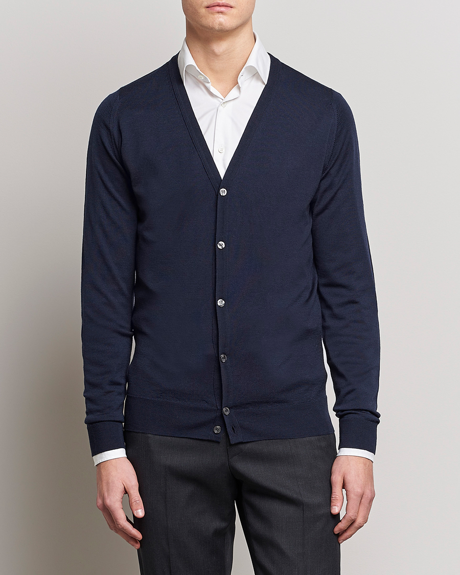 Herren | Best of British | John Smedley | Petworth Extra Fine Merino Cardigan Midnight