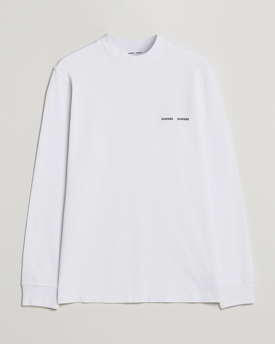 Herren | T-Shirts | Samsøe Samsøe | Samsøe & Samsøe Norsbro Long Sleeve Organic Cotton Tee White