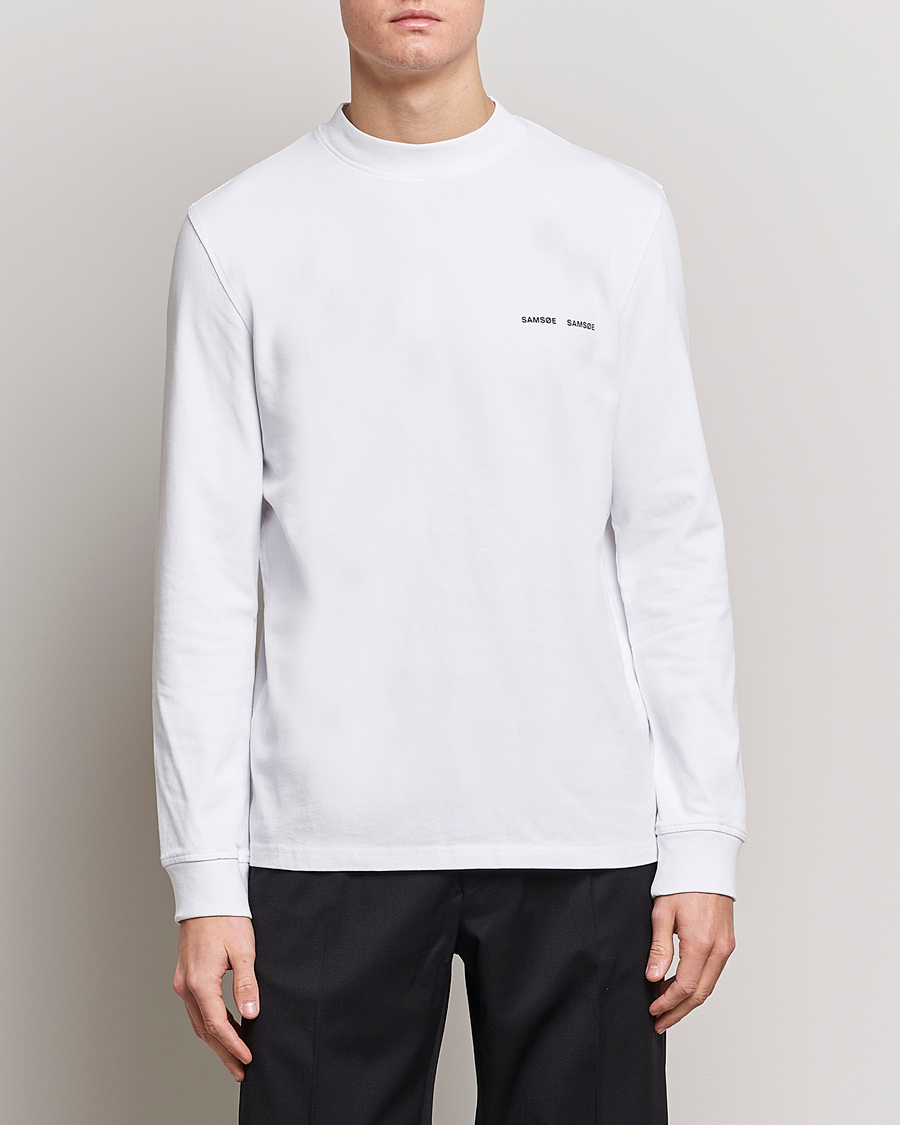 Herren | T-Shirts | Samsøe Samsøe | Samsøe & Samsøe Norsbro Long Sleeve Organic Cotton Tee White