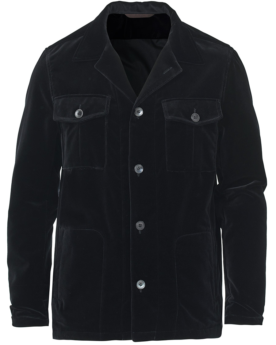 Herren | Hemden | Oscar Jacobson | Holger Velvet Shirt Jacket Black