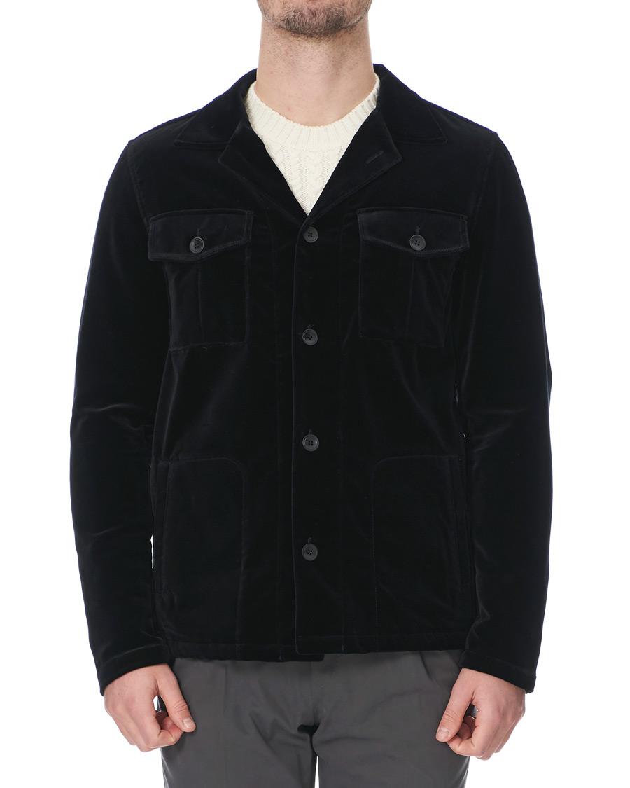 Herren | Hemden | Oscar Jacobson | Holger Velvet Shirt Jacket Black