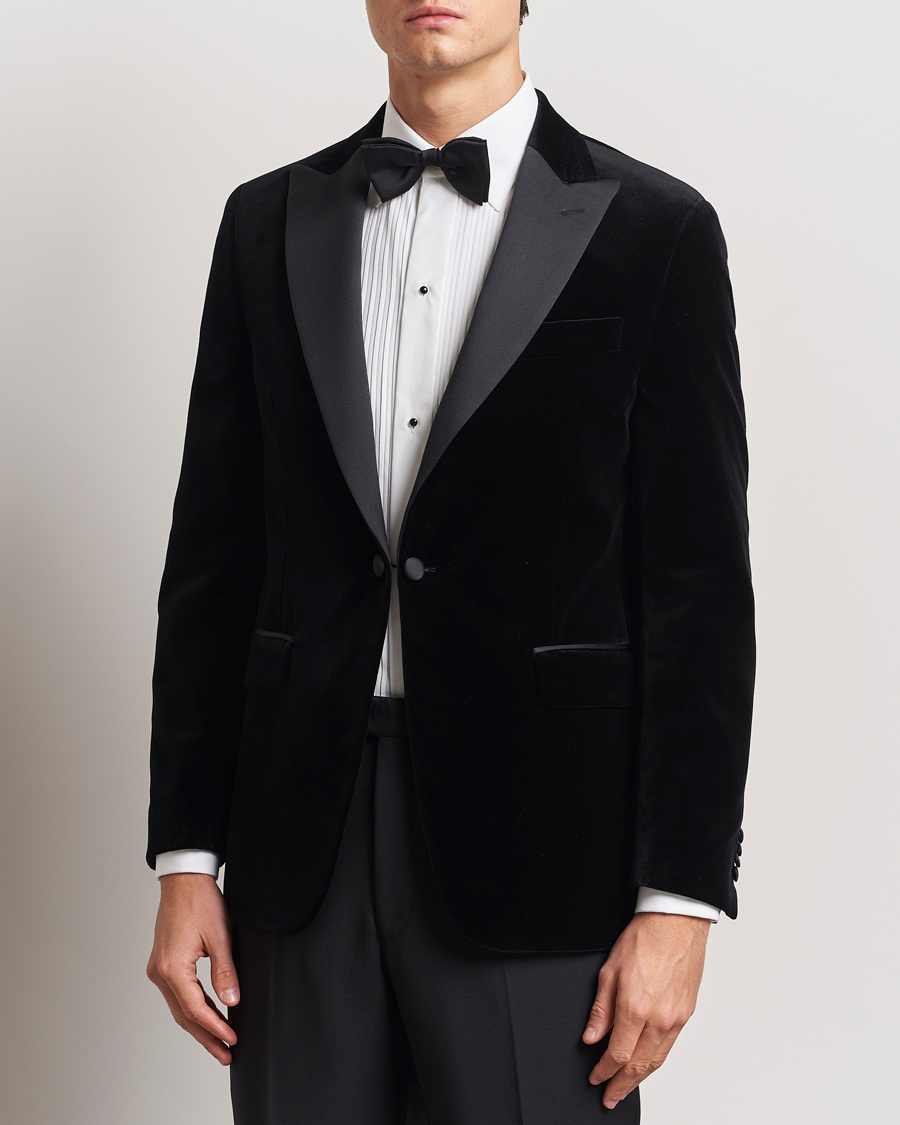 Herren | Sakkos | Oscar Jacobson | Frampton Velvet Tuxedo Blazer Black