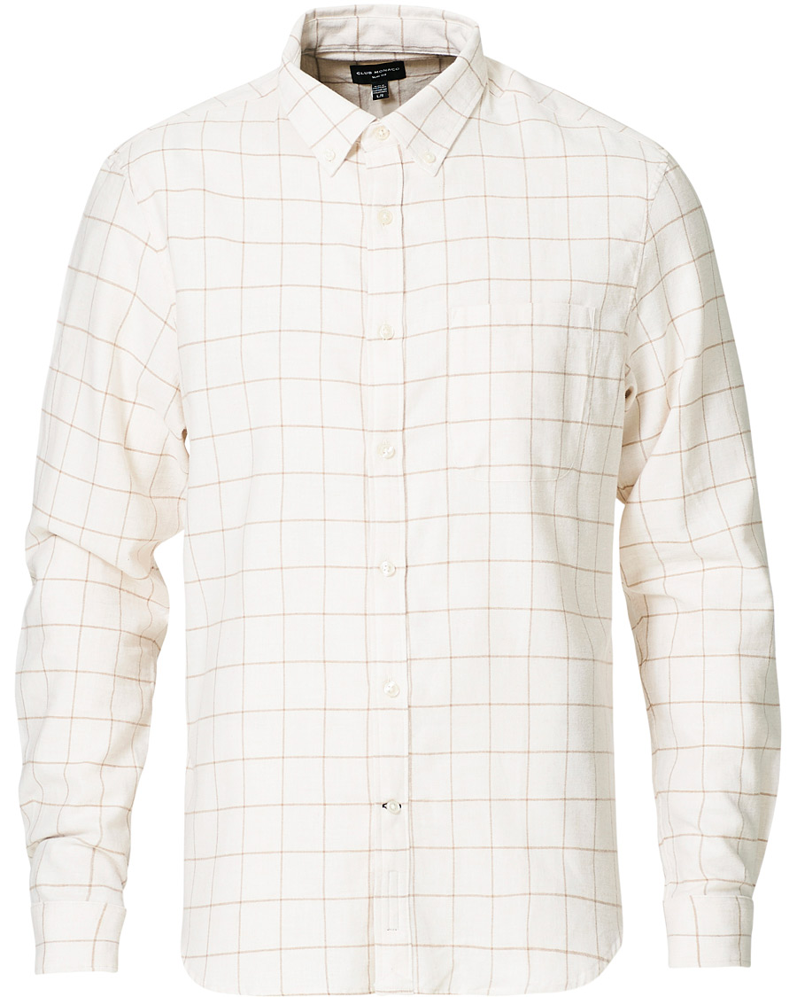 Herren | Hemden | Club Monaco | Checked Button Down Flannel Shirt Ivory XXL