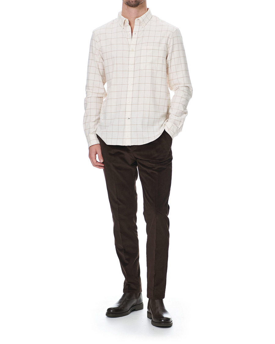 Herren | Hemden | Club Monaco | Checked Button Down Flannel Shirt Ivory XXL
