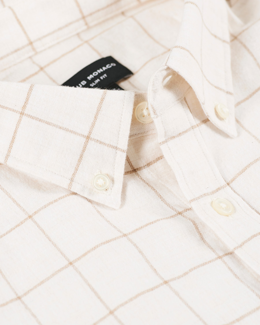 Herren | Hemden | Club Monaco | Checked Button Down Flannel Shirt Ivory XXL