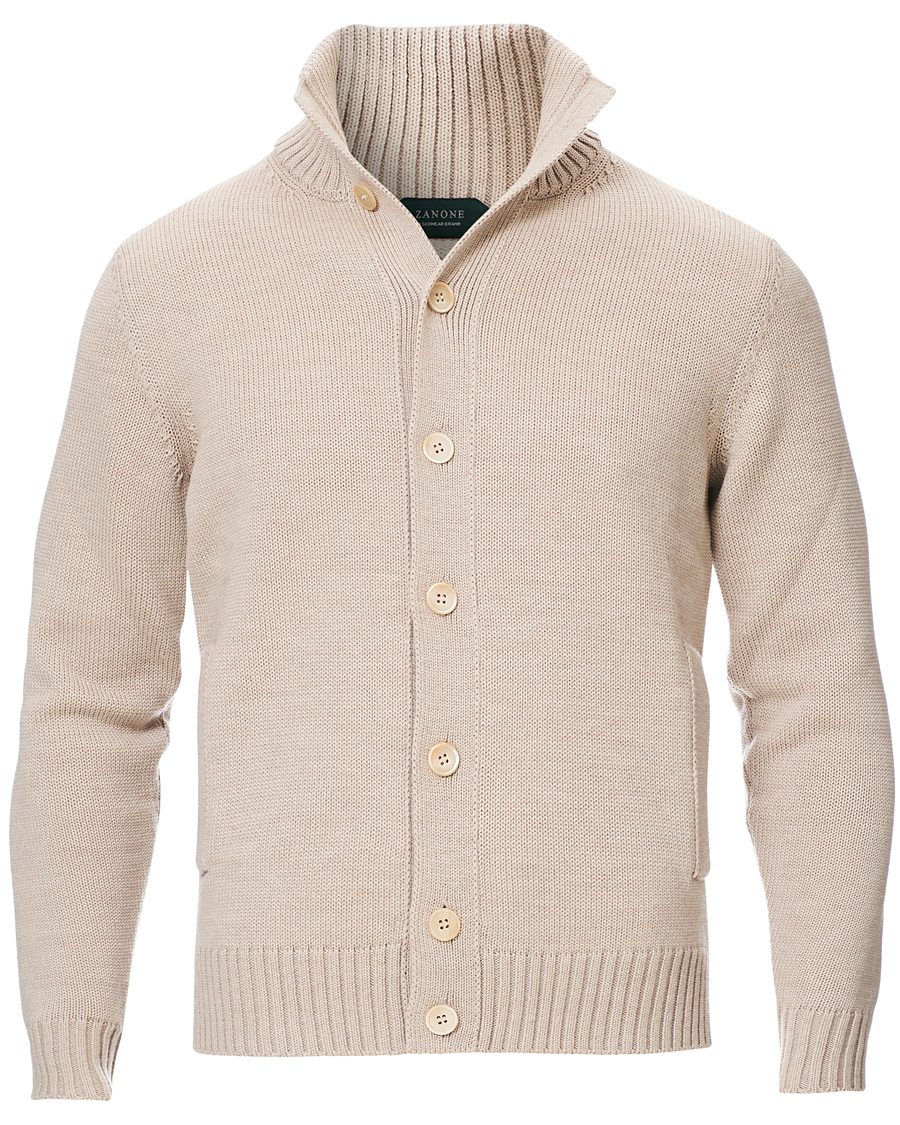 Herren | Pullover | Zanone | Virgin Merino Wool Chioto Cardigan Beige