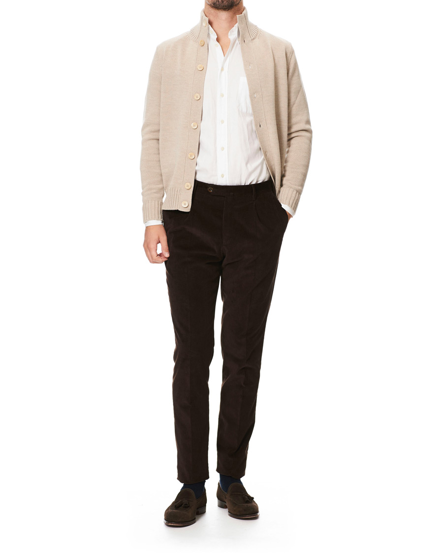 Herren | Pullover | Zanone | Virgin Merino Wool Chioto Cardigan Beige