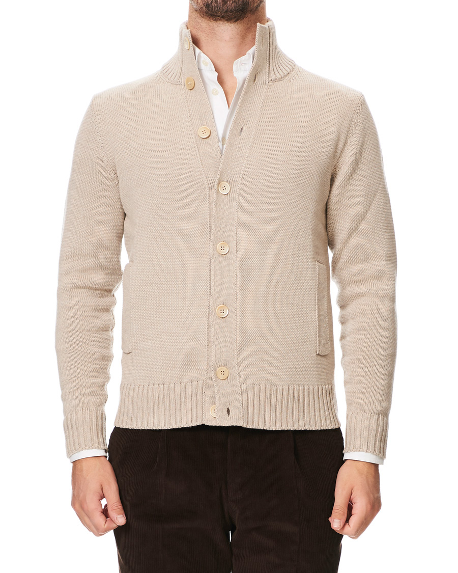 Herren | Pullover | Zanone | Virgin Merino Wool Chioto Cardigan Beige
