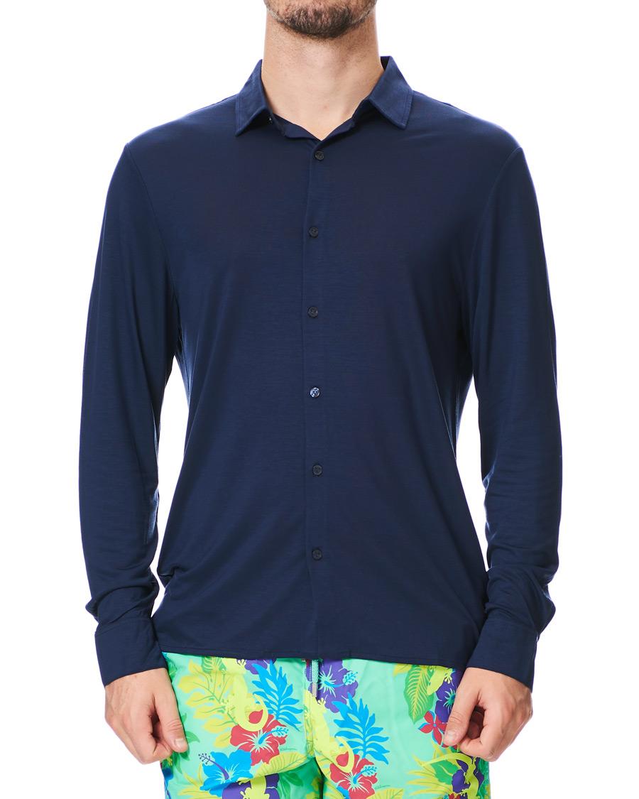 Herren | Hemden | Vilebrequin | Calandre Jersey Tencel Shirt Navy