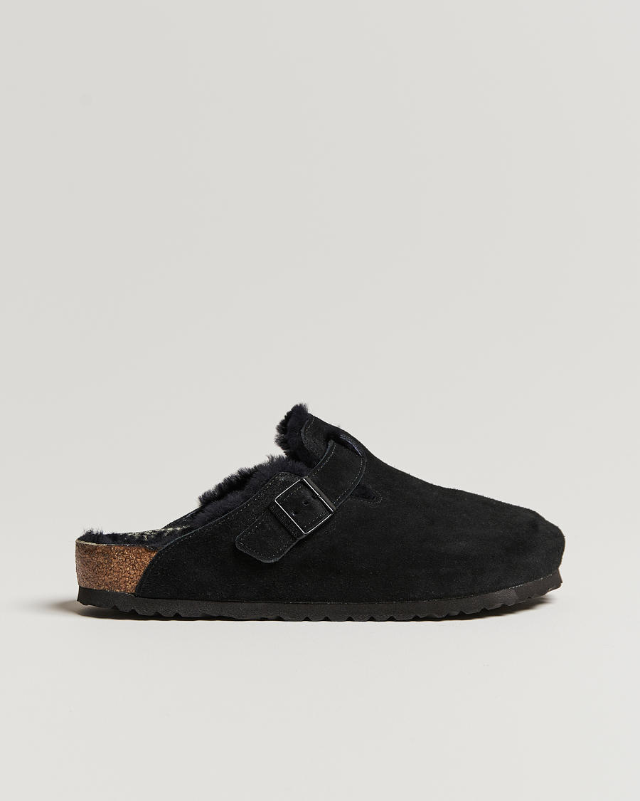 Herren | BIRKENSTOCK Boston Shearling Black Suede | BIRKENSTOCK | Boston Shearling Black Suede