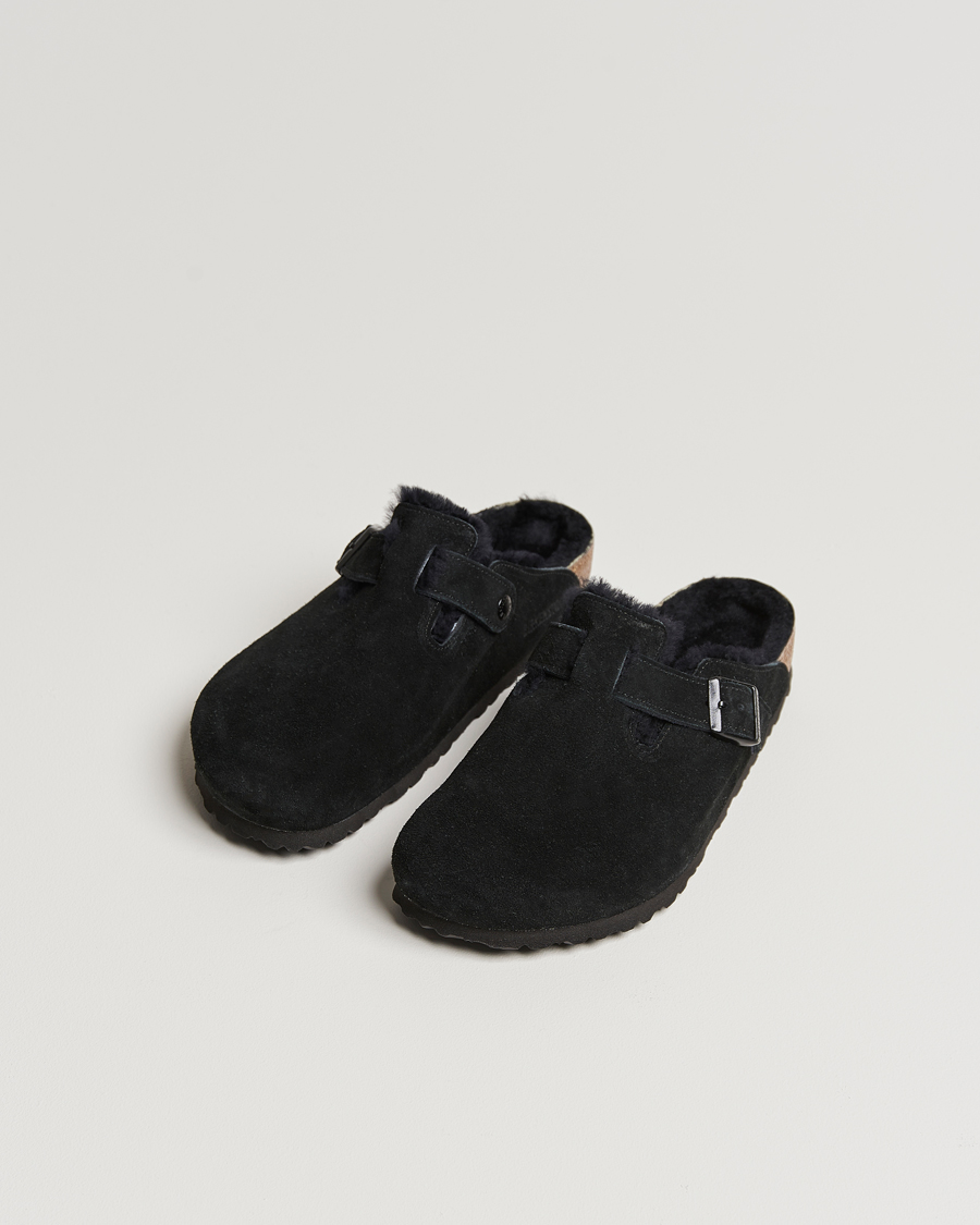 Herren | BIRKENSTOCK Boston Shearling Black Suede | BIRKENSTOCK | Boston Shearling Black Suede