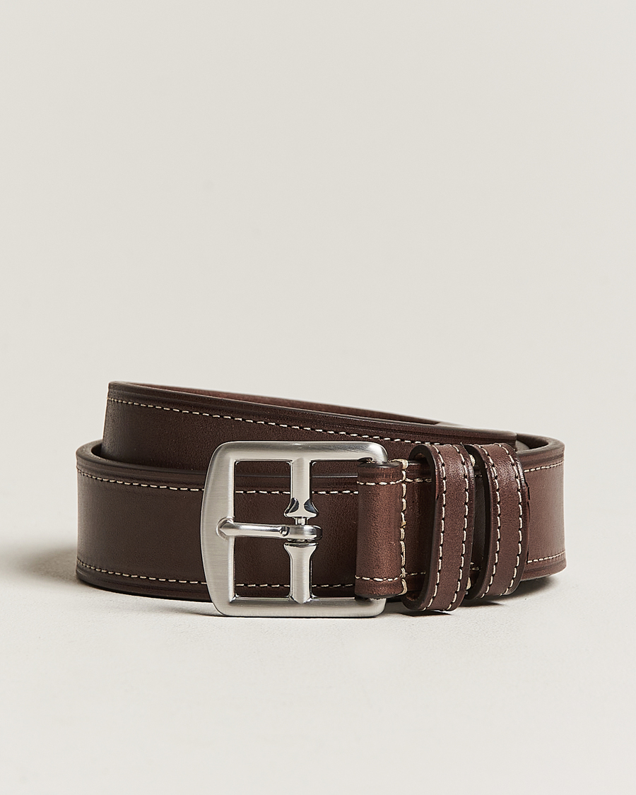 Herren | Gürtel | Anderson's | Bridle Stiched 3,5 cm Leather Belt Brown