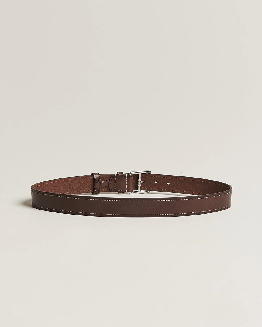 Herren | Italian Department | Anderson's | Bridle Stiched 3,5 cm Leather Belt Brown