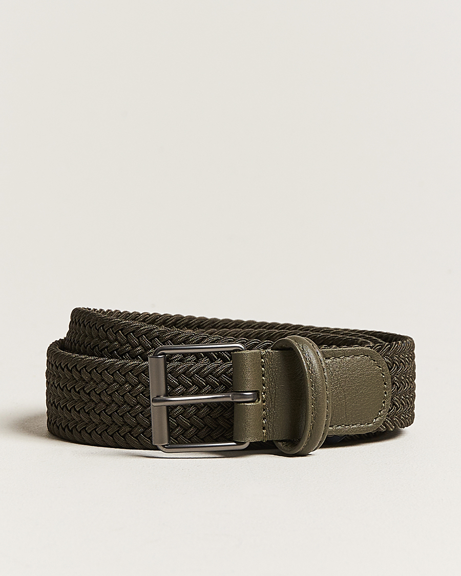 Herren | Gürtel | Anderson's | Elastic Woven 3 cm Belt Military Green