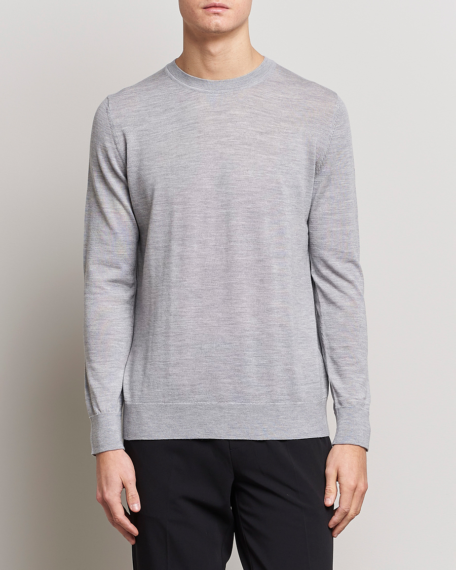 Herren | Pullover | Samsøe Samsøe | Flemming Superfine Merino Wool Crew Neck Grey Melange