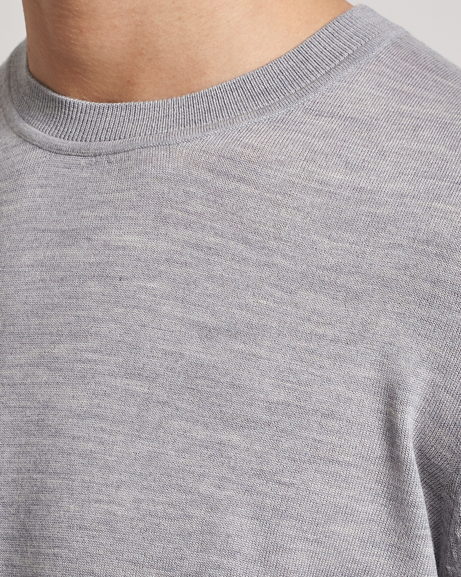 Herren | Pullover | Samsøe Samsøe | Flemming Superfine Merino Wool Crew Neck Grey Melange