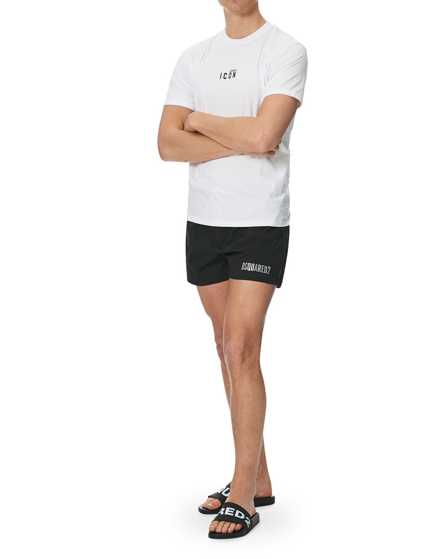 Herren | Badehosen | Dsquared2 | Icon Boxer Mid Swimshorts Black/Silver