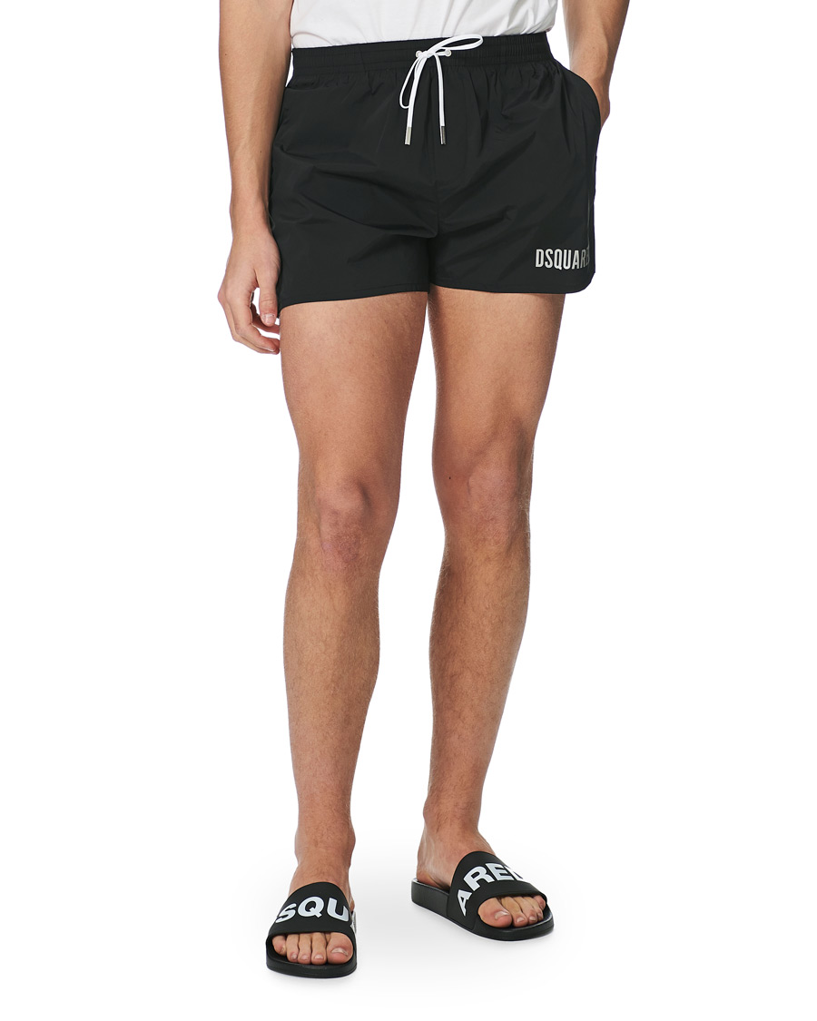 Herren | Badehosen | Dsquared2 | Icon Boxer Mid Swimshorts Black/Silver