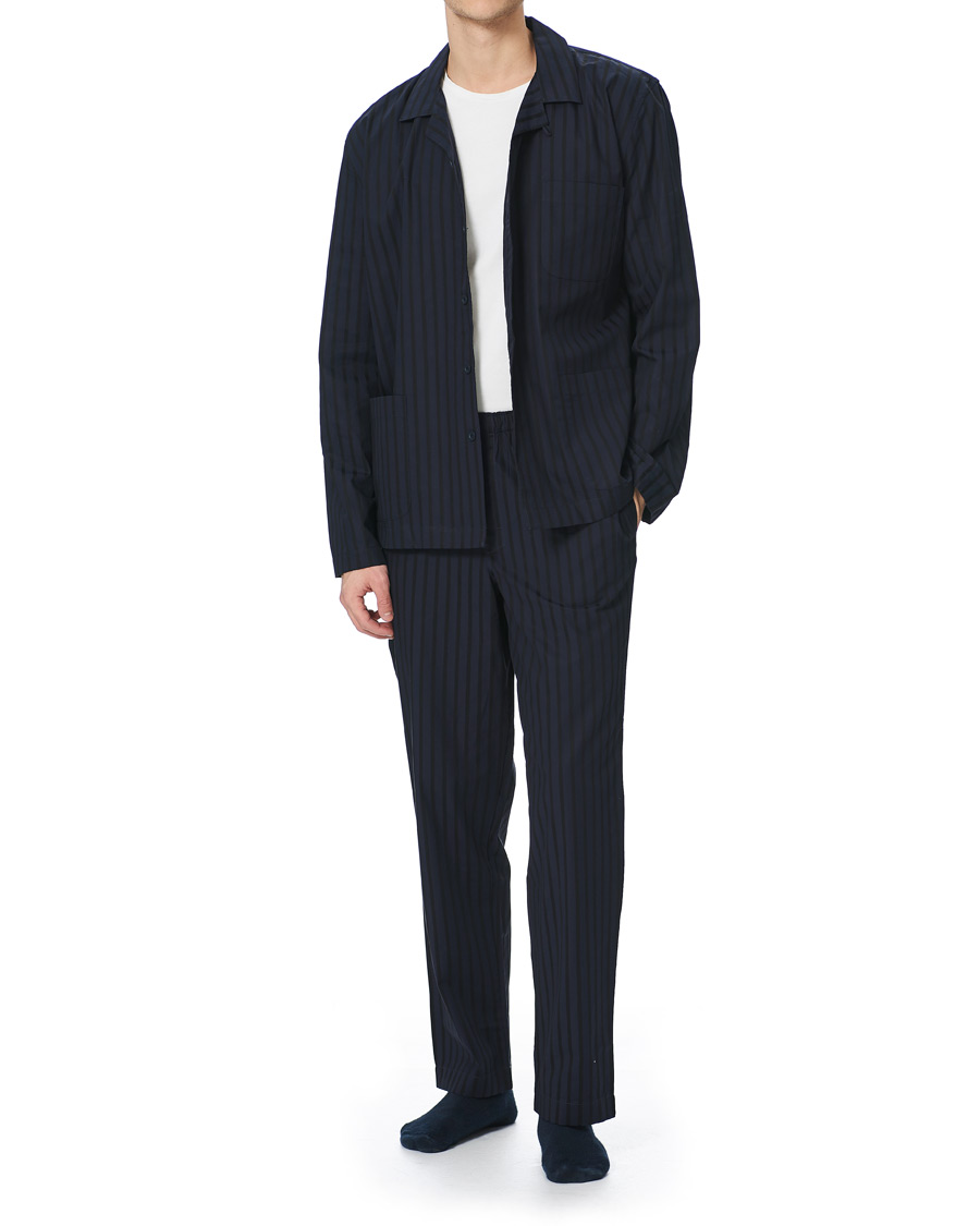 Herren | Schlafanzüge & Bademäntel | Sunspel | Pyama Shirt Navy Dobby Stripe