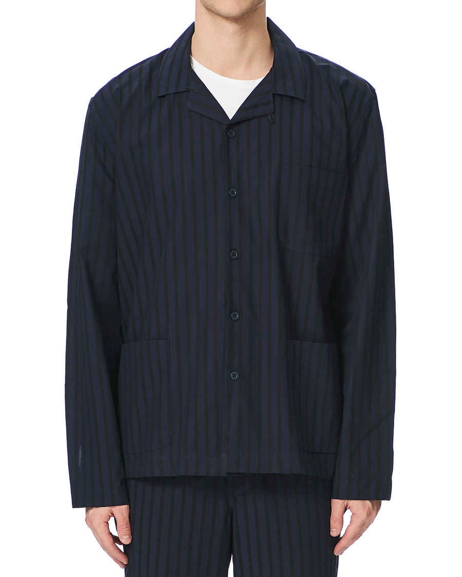 Herren | Schlafanzüge & Bademäntel | Sunspel | Pyama Shirt Navy Dobby Stripe
