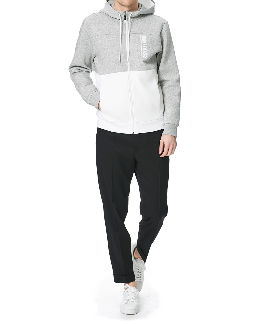 Herren | Pullover | BOSS GREEN | BOSS Athleisure Saggy Full Zip Hoodie Grey/White