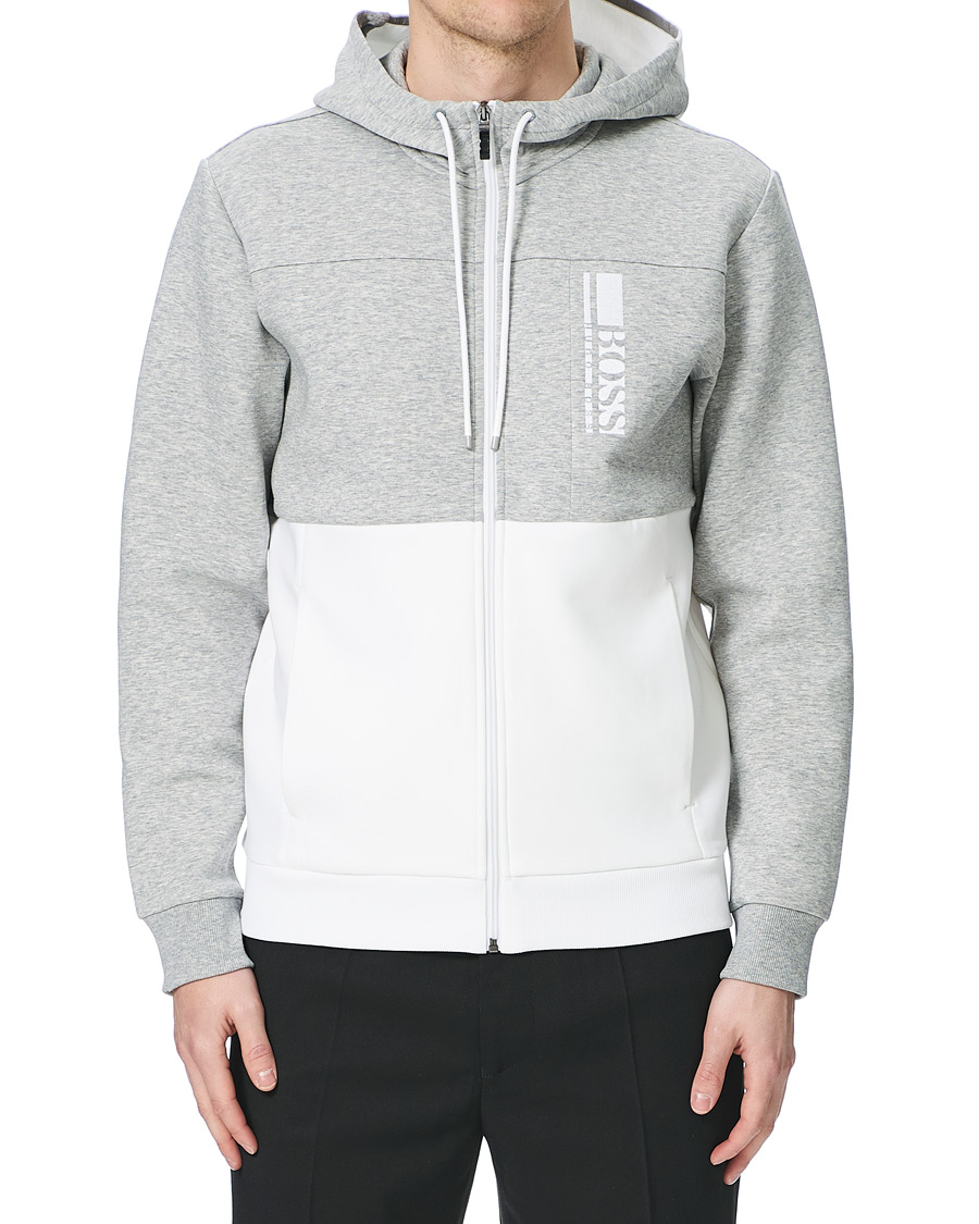 Herren | Pullover | BOSS GREEN | BOSS Athleisure Saggy Full Zip Hoodie Grey/White