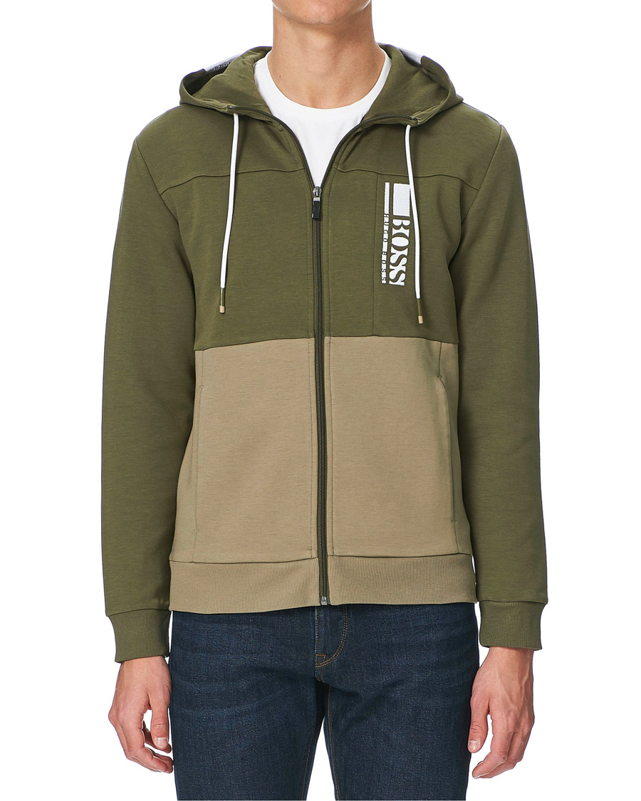 Herren | Pullover | BOSS GREEN | BOSS Athleisure Saggy Full Zip Hoodie Dark Green