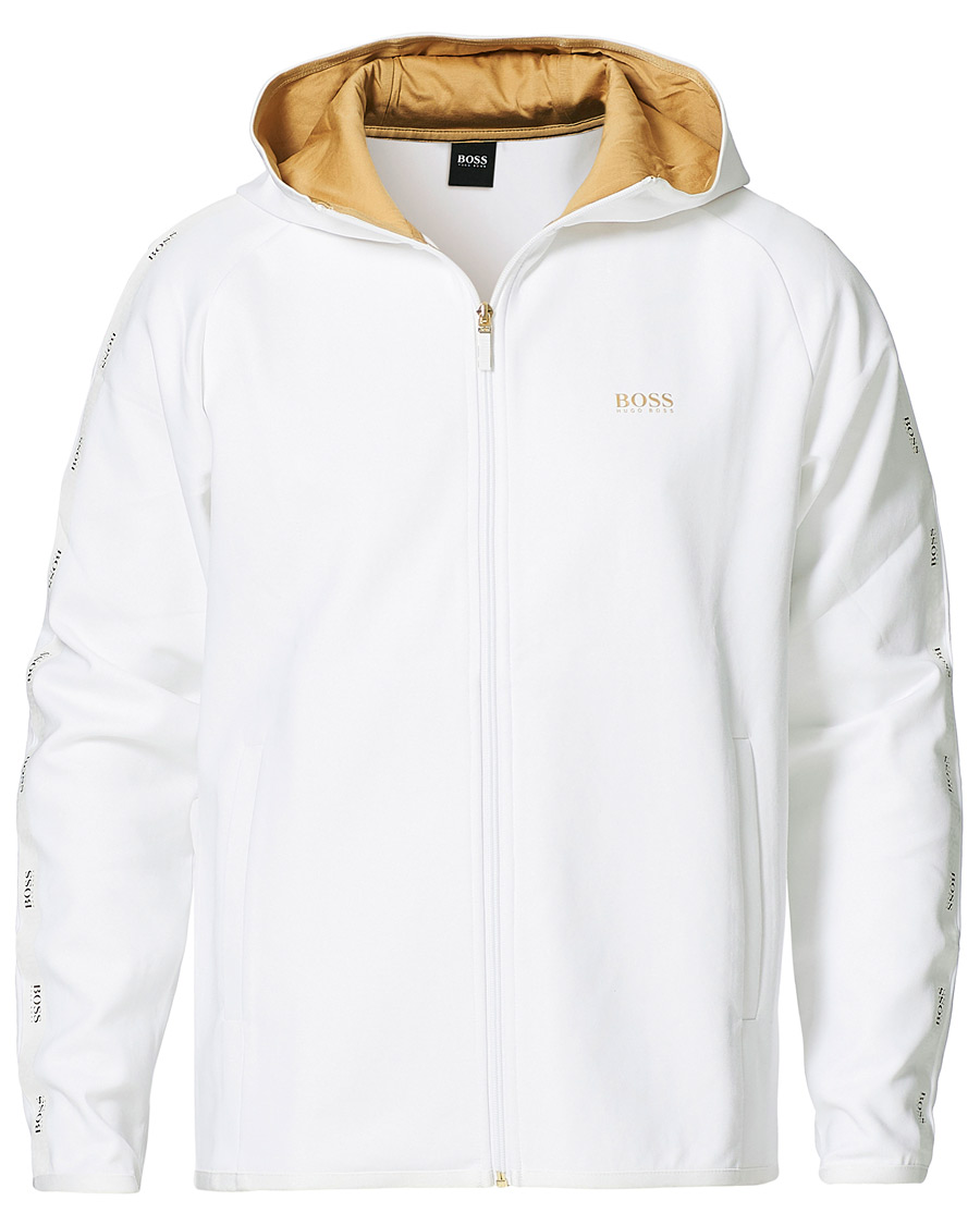 Herren | Pullover | BOSS GREEN | BOSS Athleisure Saggy Taped Full Zip Hoodie White