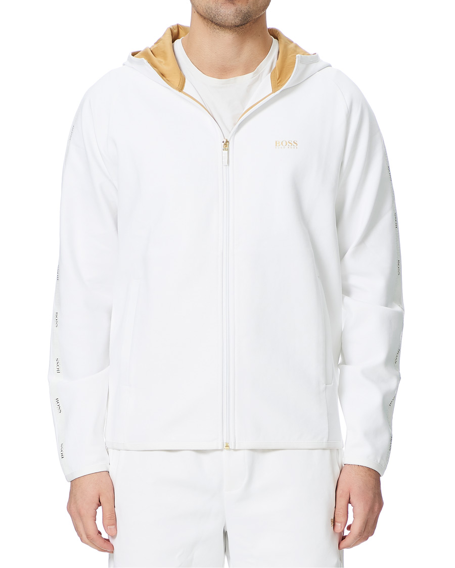 Herren | Pullover | BOSS GREEN | BOSS Athleisure Saggy Taped Full Zip Hoodie White