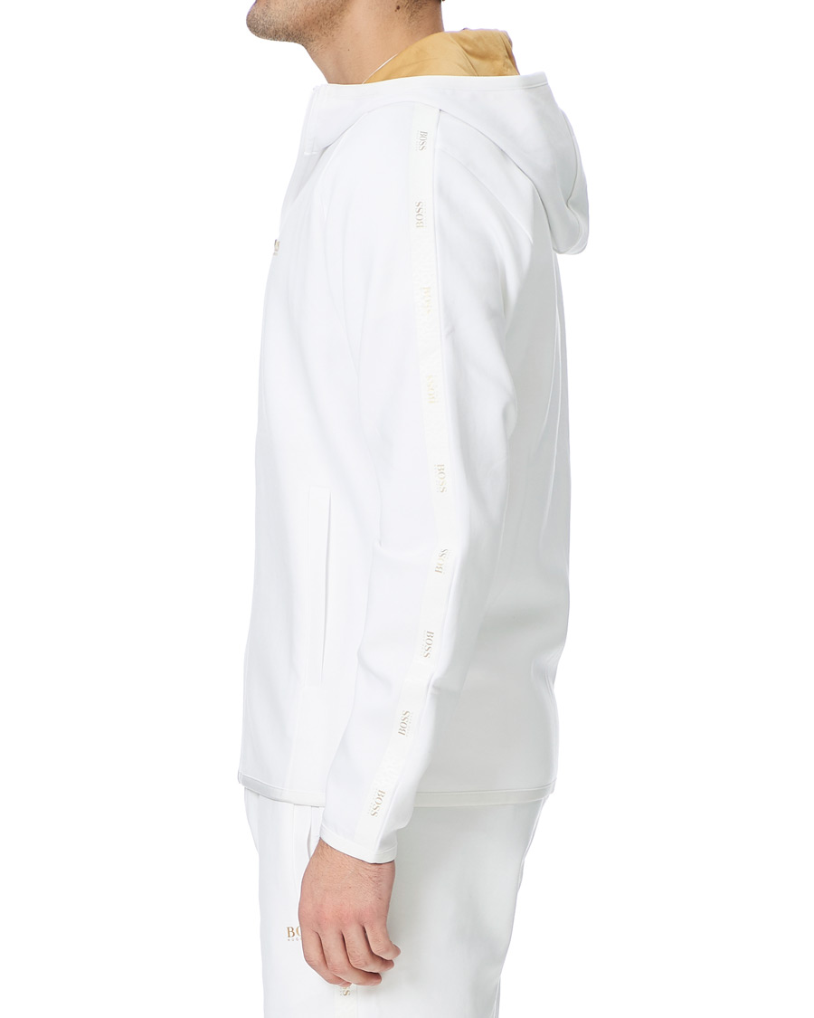 Herren | Pullover | BOSS GREEN | BOSS Athleisure Saggy Taped Full Zip Hoodie White