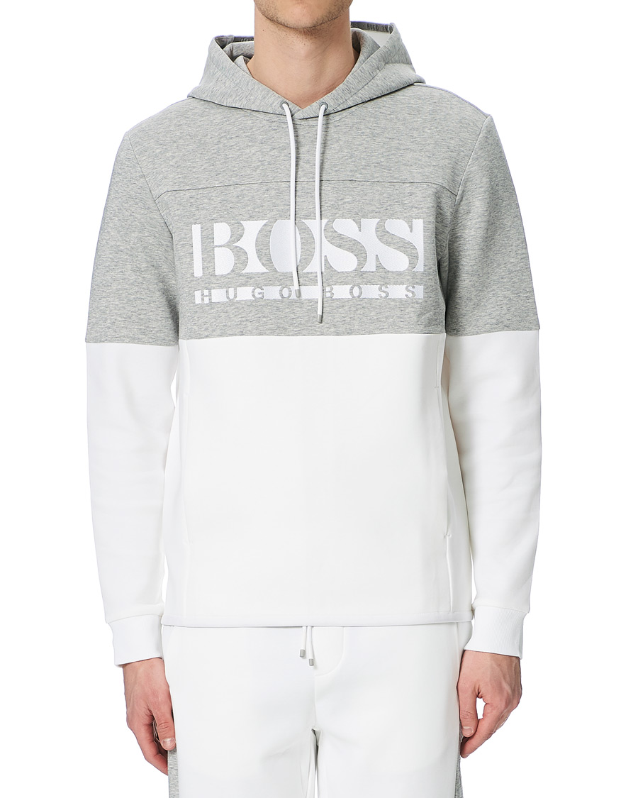 Herren | Pullover | BOSS GREEN | BOSS Athleisure Soody Block Hoodie Grey/White