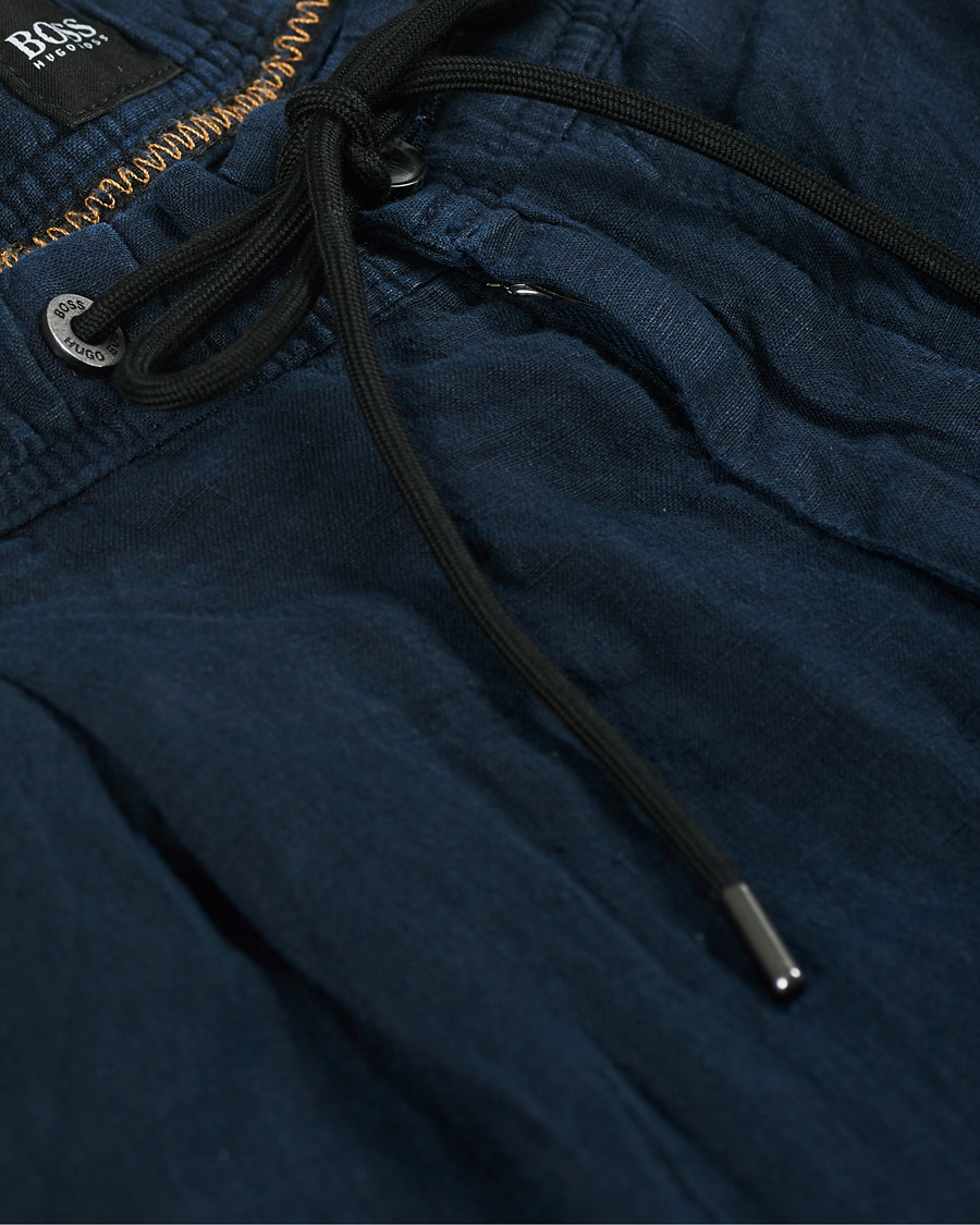 Herren | Shorts | BOSS ORANGE | BOSS Casual Symon Linen Drawstring Shorts Dark Blue