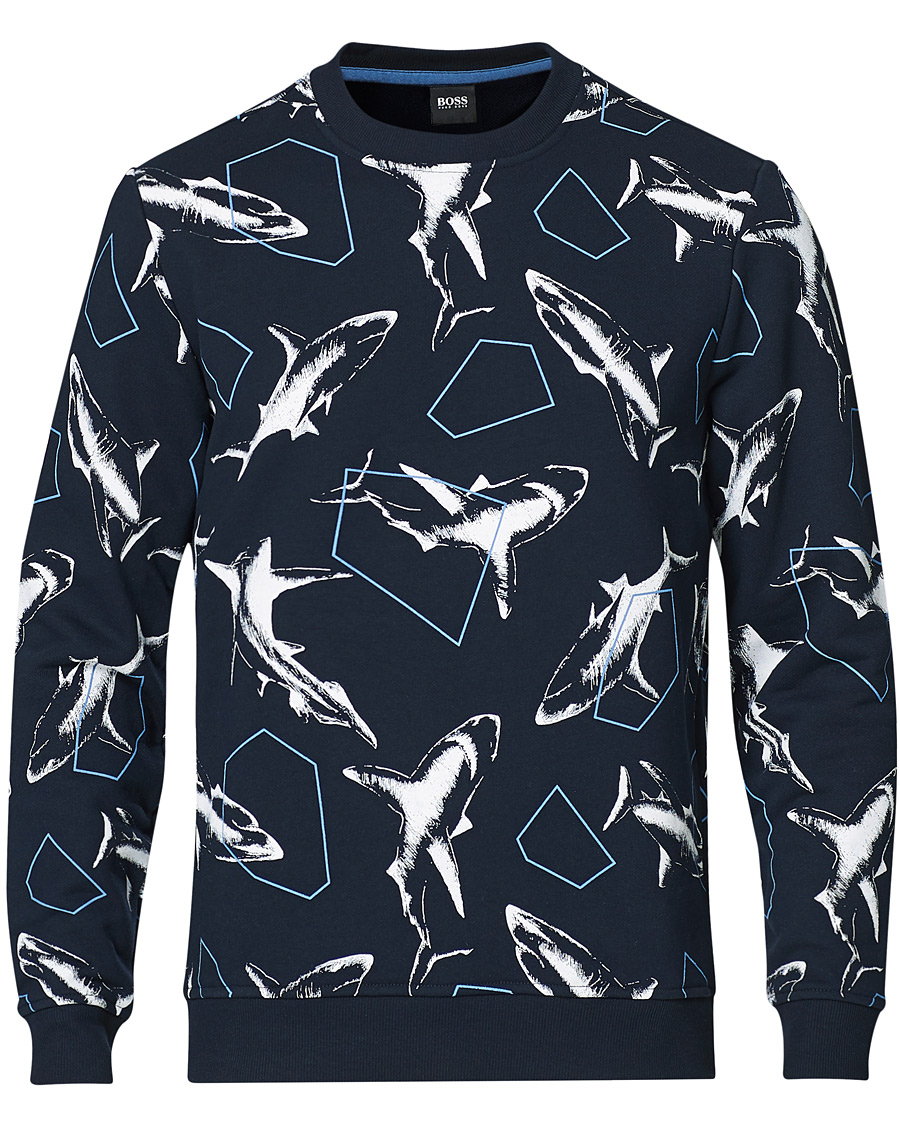 Herren | Pullover | BOSS ORANGE | BOSS Casual WeBite Printed Shark Sweatshirt Dark Blue