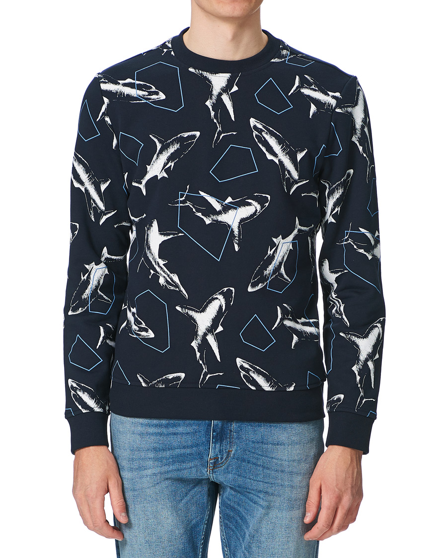 Herren | Pullover | BOSS ORANGE | BOSS Casual WeBite Printed Shark Sweatshirt Dark Blue