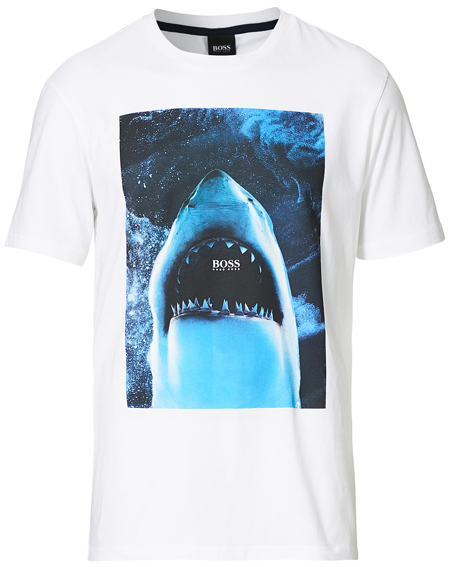 Herren | T-Shirts | BOSS ORANGE | BOSS Casual Noah Printed Shark Crew Neck Tee White